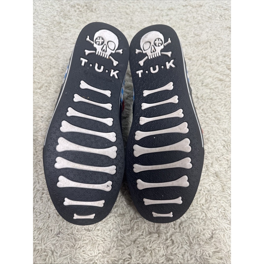 T.U.K. Womens 8 Nautical Anchor Sneakers Blue Stripe Rockabilly Psychobilly Punk - Picture 7 of 14